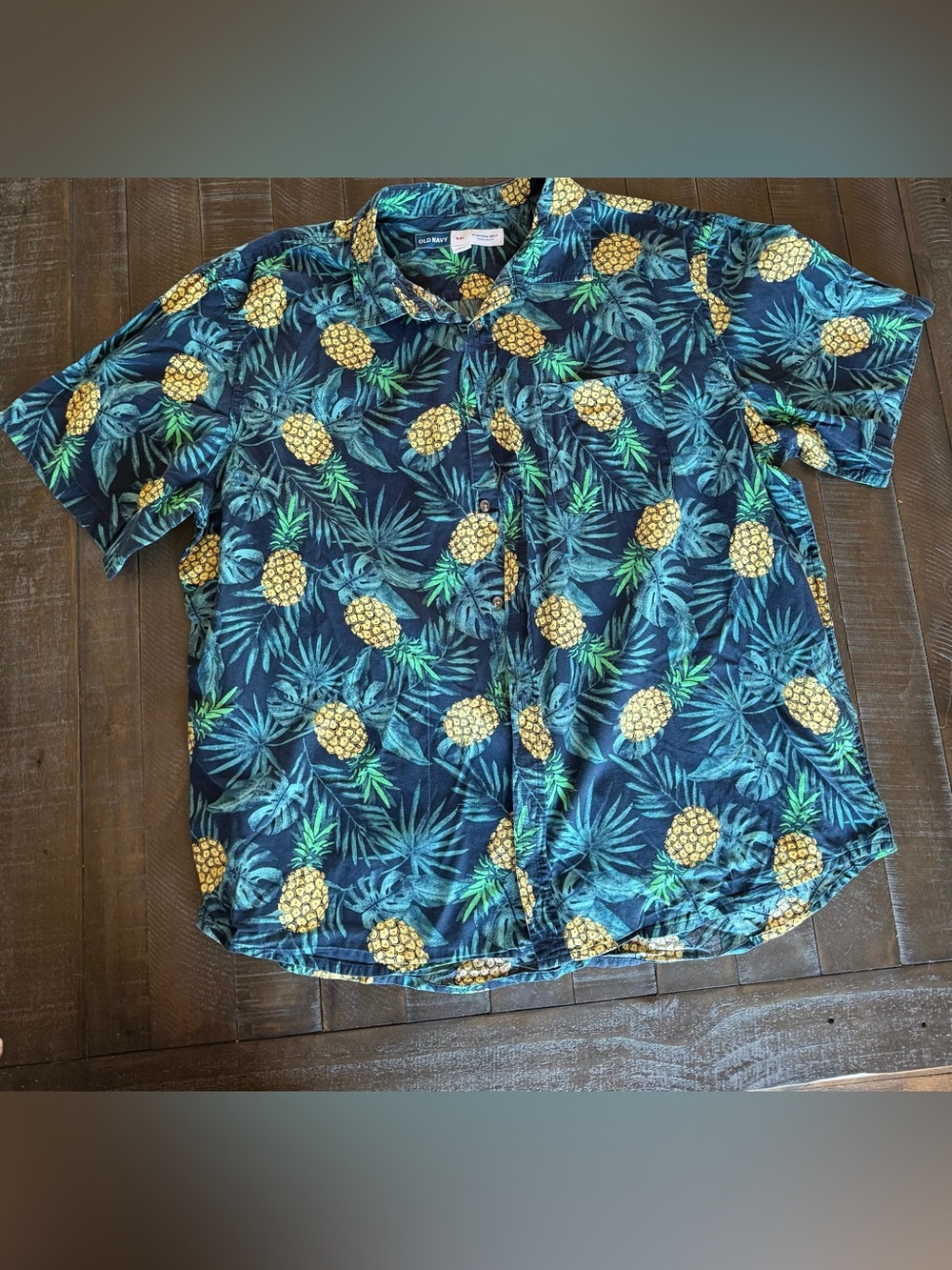 Men's Pineapple Print Short Sleeve Shirt old navy xxl